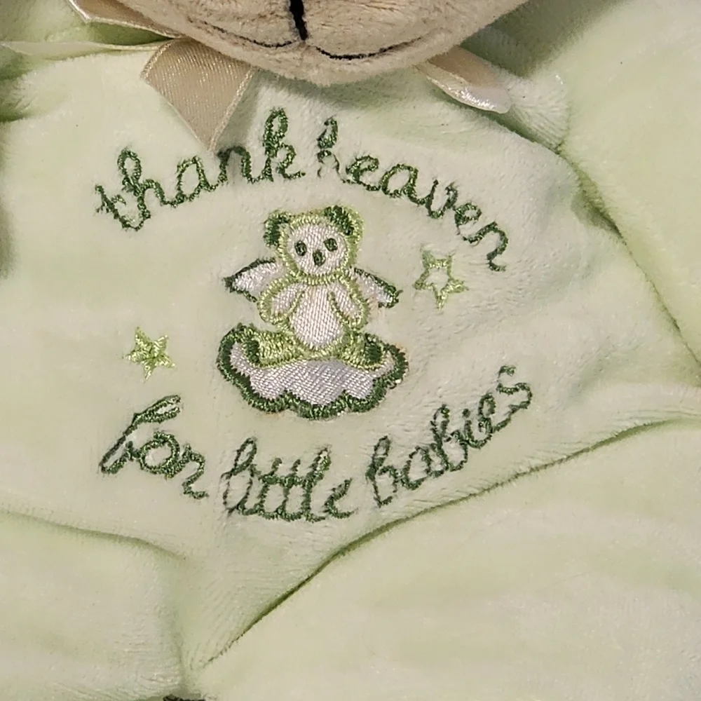 Carter's green bear Thank Heaven for little babies. In a night bonnet
